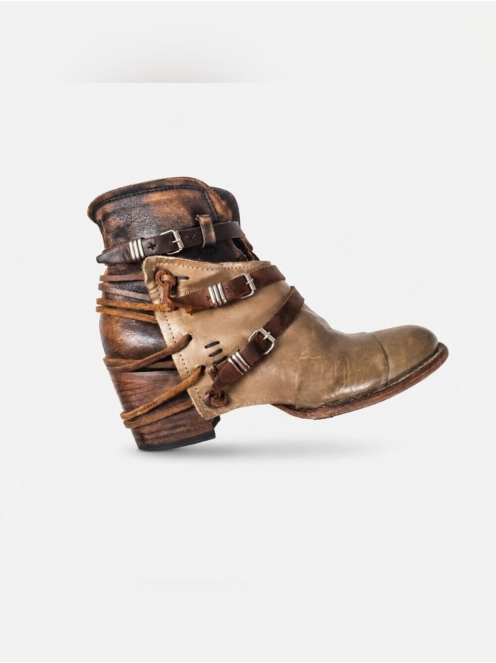 FREEBIRD by Steven Crue Ankle Boots Size 8 Gray Brown